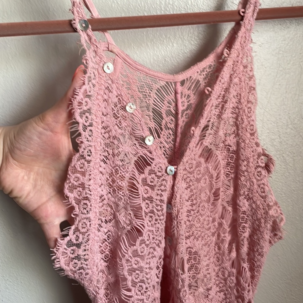 Pink Free People, lace mini dress, size small - Picture 3 of 3